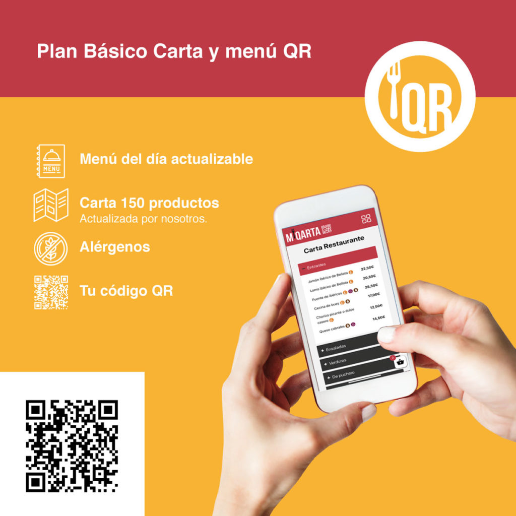 Plan Básico: Carta digital y menú con código QR para bares y restaurantes